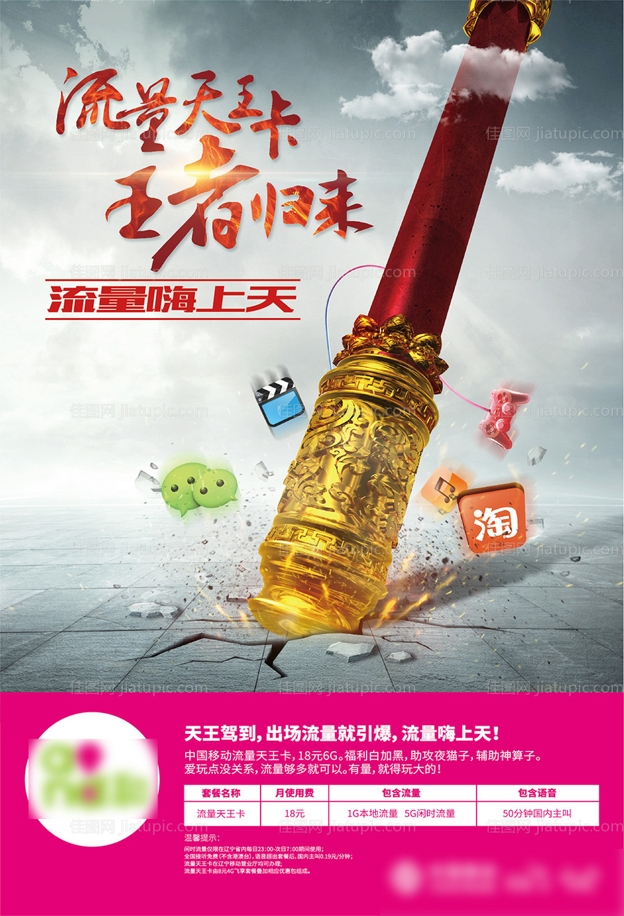 通信天王卡手机流量套餐创意海报-源文件